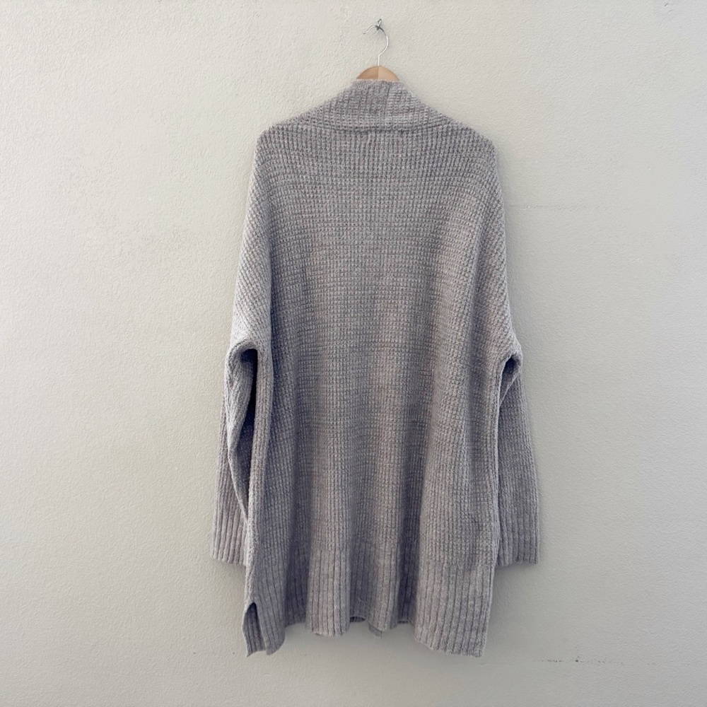 Barefoot Dreams CozyChic Lite Open Cardigan Sweater 3X Waffle Knit Gray Lounge - Picture 6 of 14
